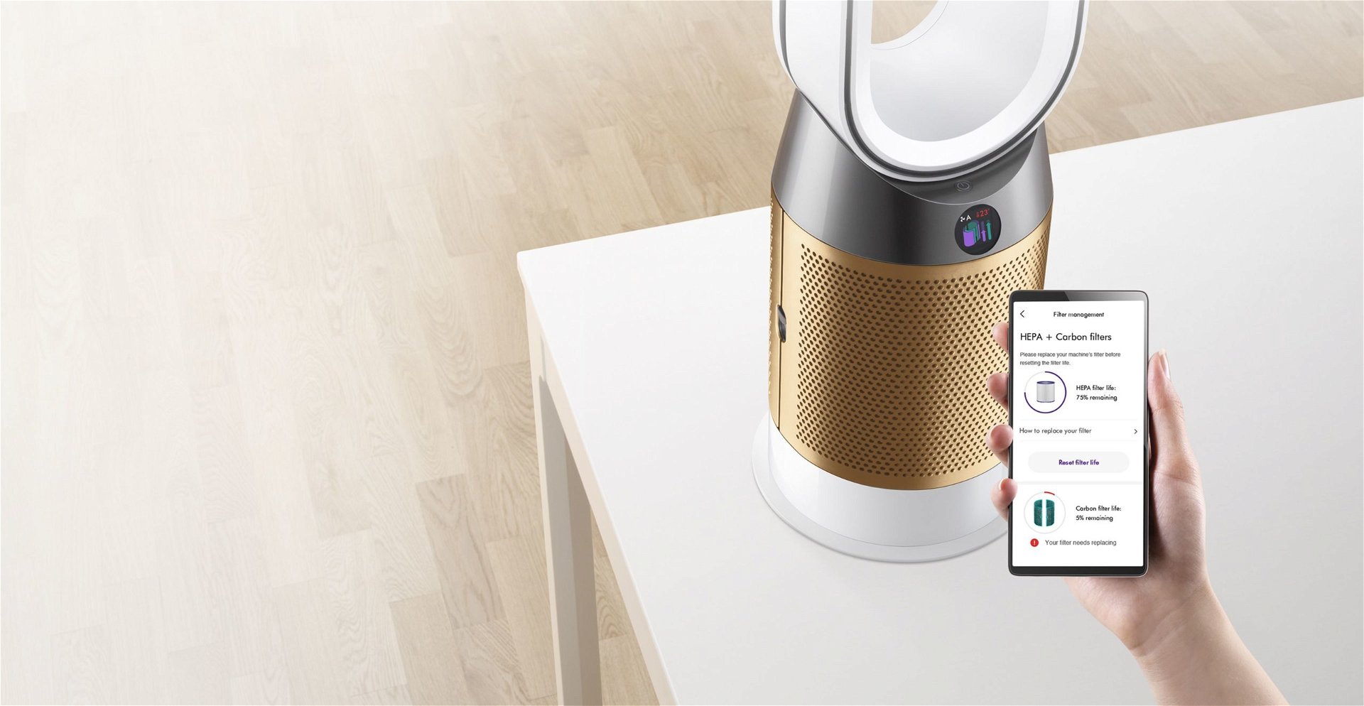 Dyson pure hot on sale cool factory reset