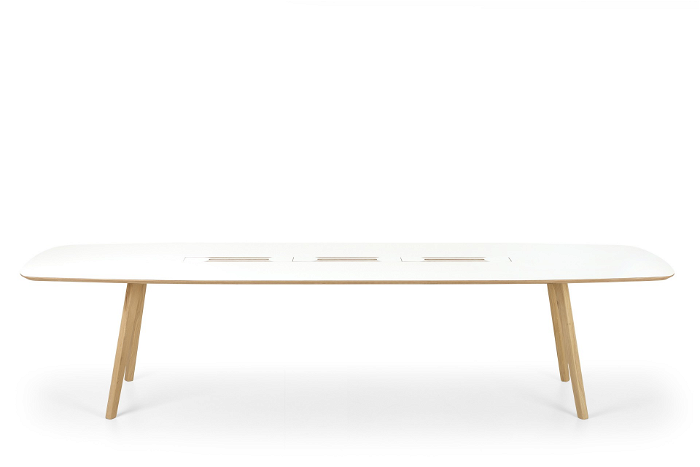 Wing - White top, solid beechwood legs - 300x140 cm