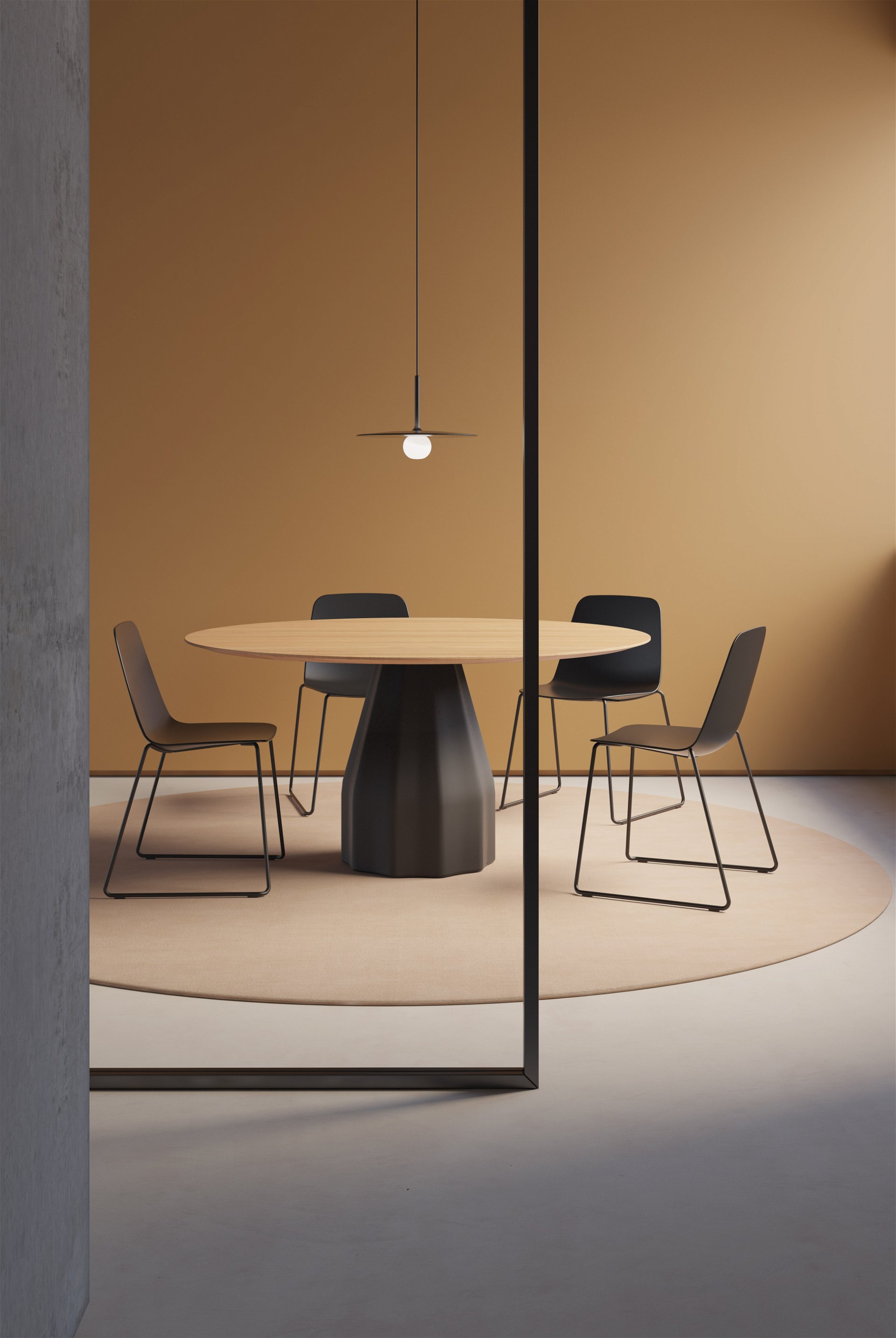 Viccarbe Burin table, 120 cm, black - lacquered black