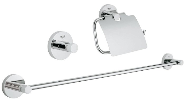 Essentials Guest bathroom accessories set 3-in-1 - chrome