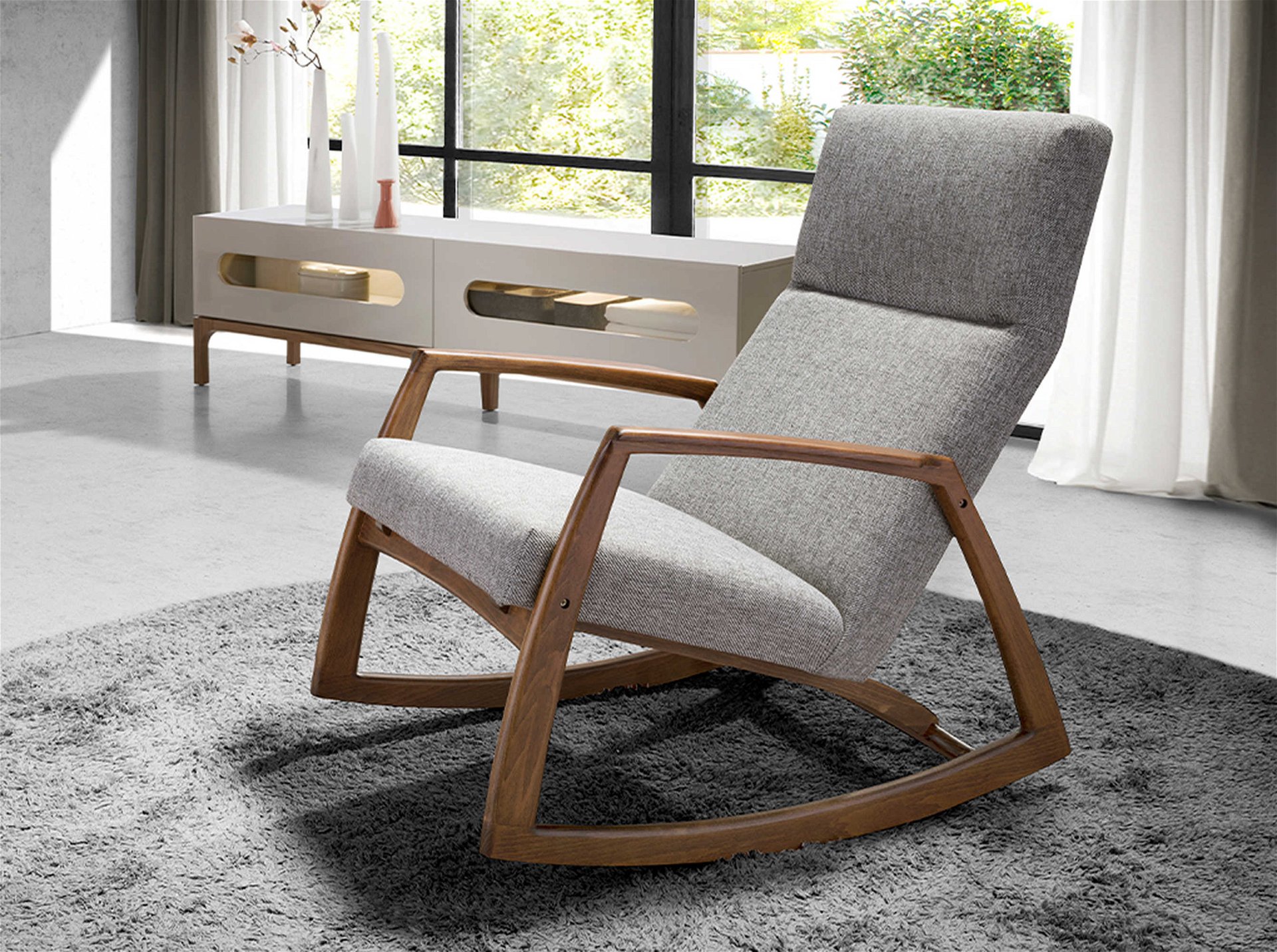 Grey wood rocking chair sale