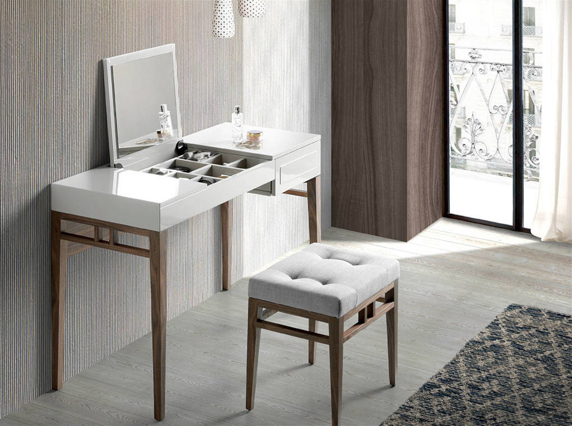 TOCADOR Foggy Wooden Dressing Table with Flip Up Mirror and Jewelry Box 7001C Love That Design
